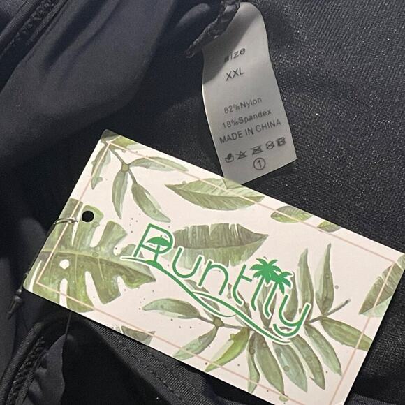 Runtly Womens XXL One Shoulder Swimsuit Black Mesh Cutout Tummy Control High - Picture 5 of 6